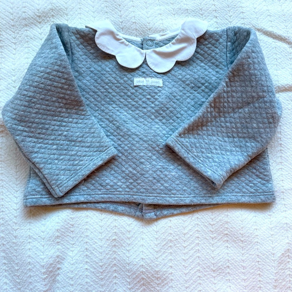Jacadi Quilted Blue Sweater with White Collar
